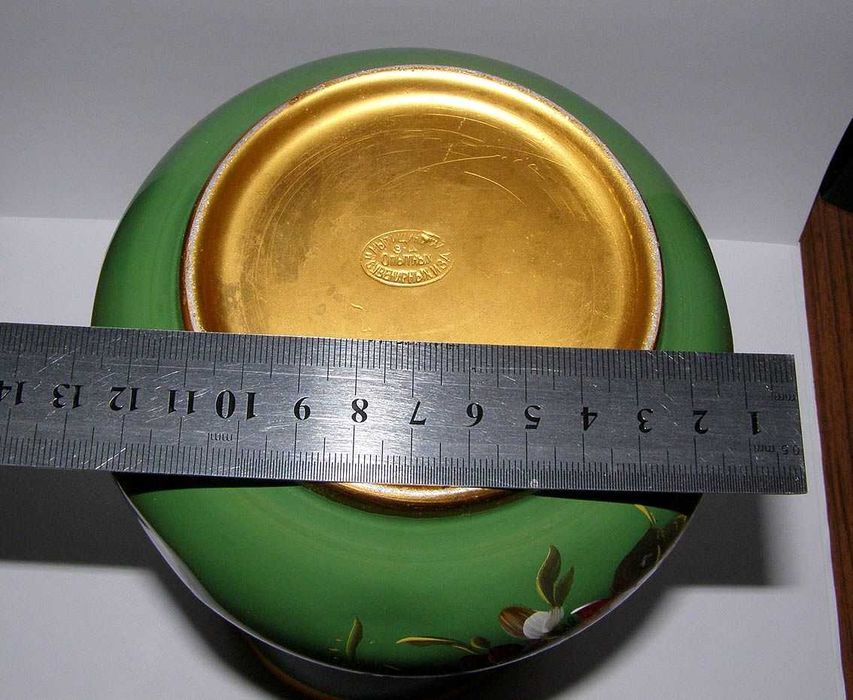 Ваза алюминий, МЗСИ СССР, ручная роспись Вазочка Кобальт синее стекло