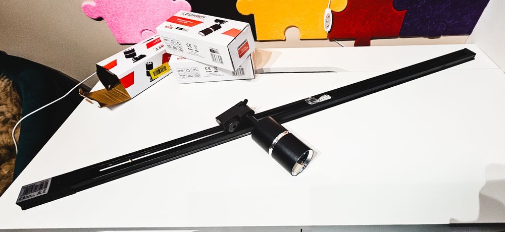 Szynoprzewód SZYNA listwa 1m + 3x reflektor GU10 CZARNA srebrna lampa