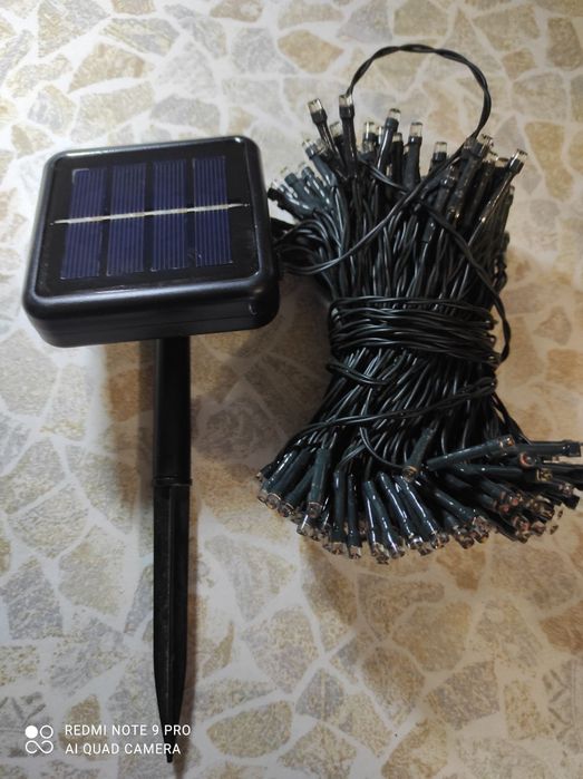 Уличная светодиодная гирлянда 32 м. 300 ламп на солнечной батарее
