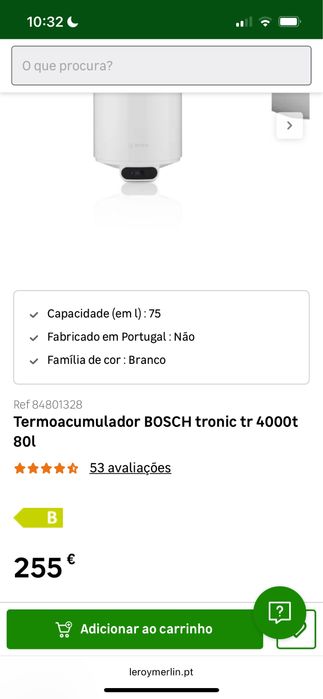 Termoacumulador 80L bosh tronic 4000T