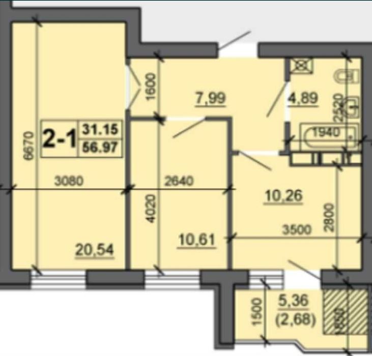 Новая 2х ком.квартира в новом доме 60.3кв (і1