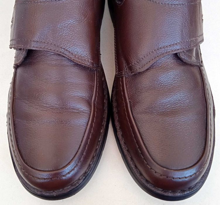 Німецькі шкіряні чоловічі туфлі коричневі на липучках весна осінь р 44