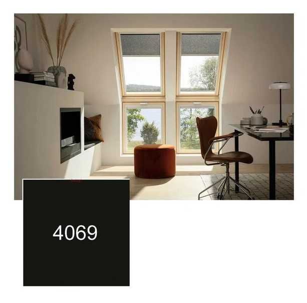 Roleta dekoracyjna VELUX RFL FK06 66x118 Czarna 4069S prowadnice alu