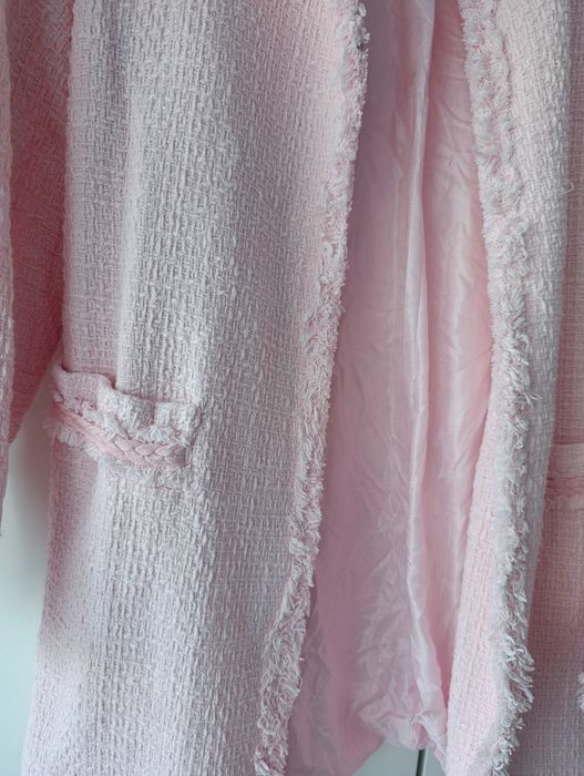 Narzutka/marynarka pudrowy róż, dłuższa ,Zara Basic