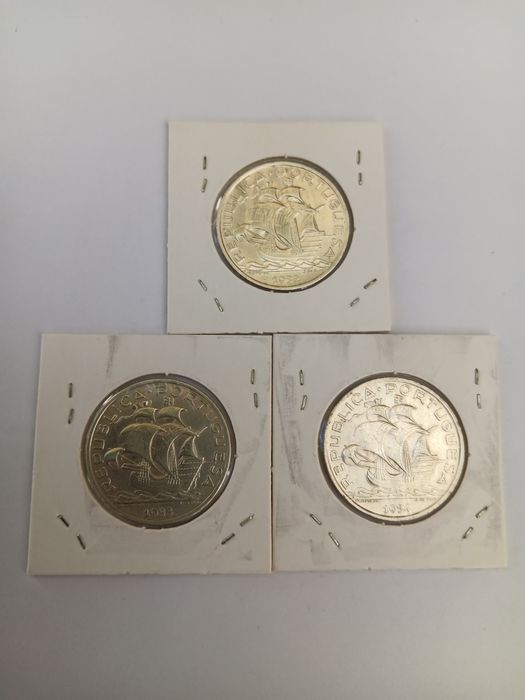 Colecção completa de moedas de 10 escudos, prata, caravelas