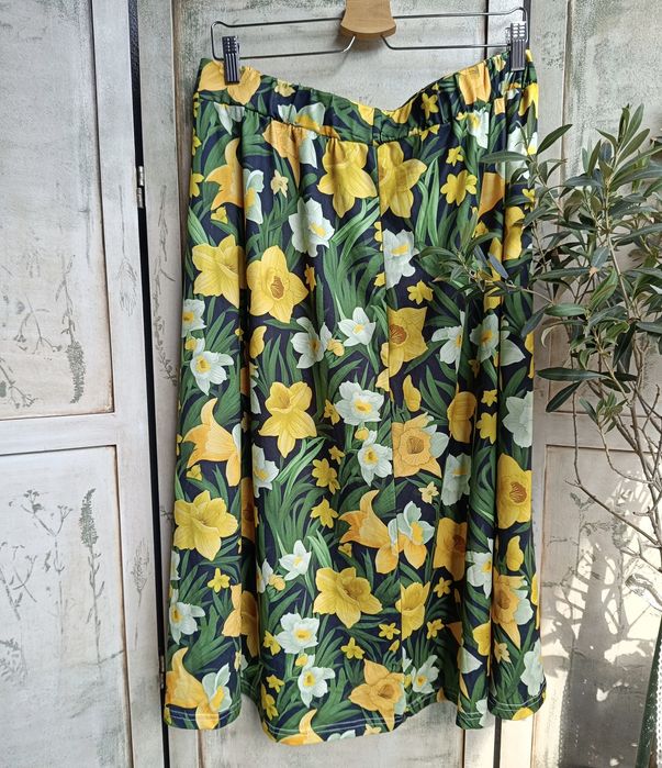Spódnica talia waist 50x2 3XL 4XL botanical floral vintage style flowers