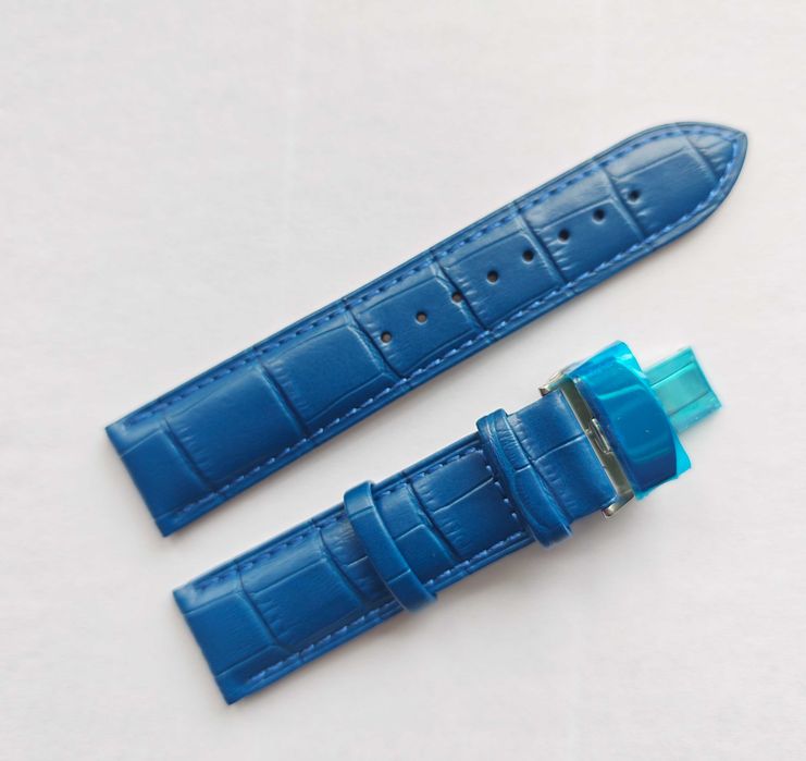 Pasek do zegarka 20 mm zapięcie motylkowe niebieski