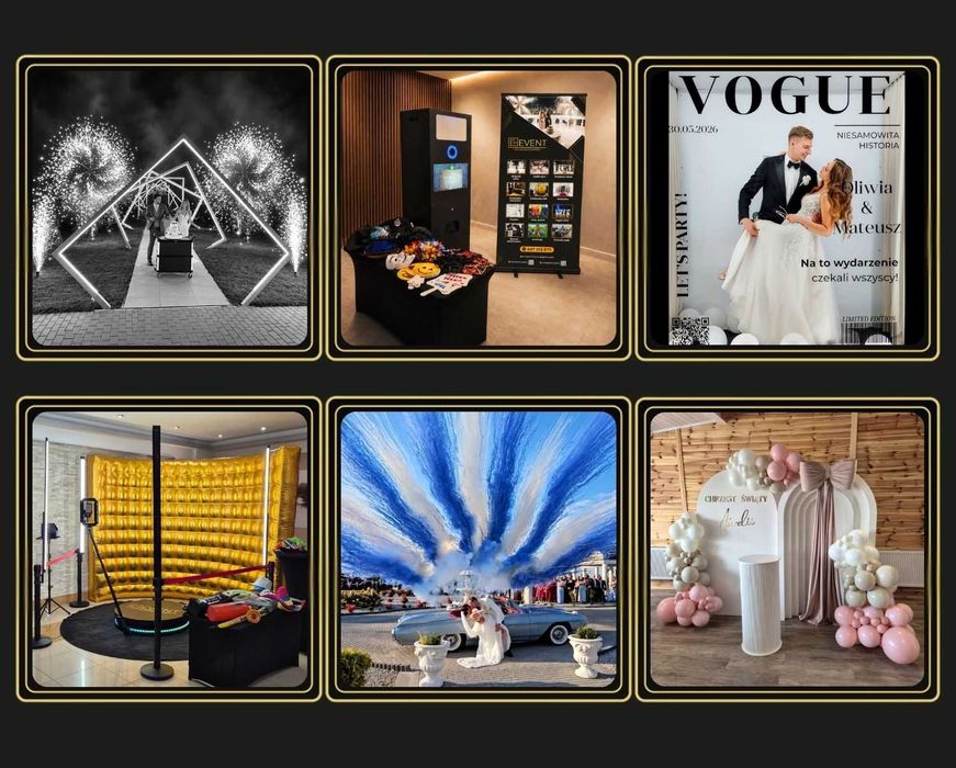 Fotobudka fotobudka 360 vogue wiatraki iskier ścianka balonowa