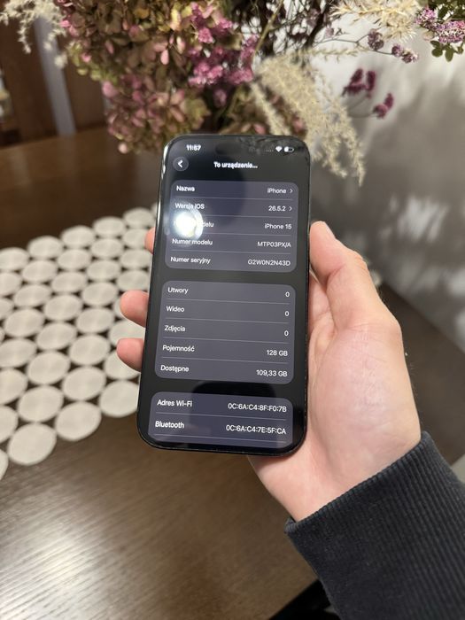 iPhone 15 128GB Czarny 85% baterii