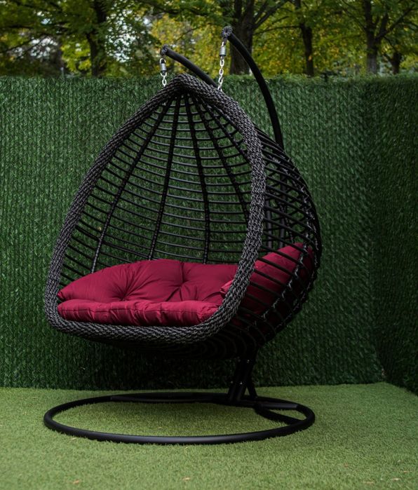 Двухместное подвесное Кресло кокон Kreslorotang. Садовая качеля Галант