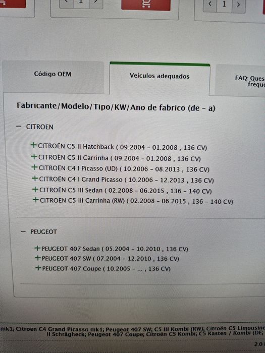 Walker 73001 Filtro de particulas citroen c4 407c5