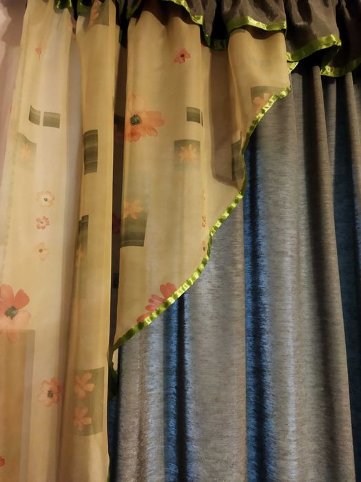 zasłona zasłony z lambrekinem szantung