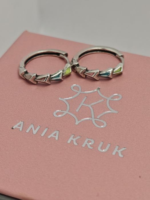 Kolczyki kreolki srebrne 925 z kolorową emalią