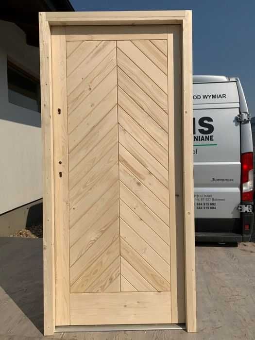 Drzwi zewnętrzne drewniane OD RĘKI sosnowegrube 75 mm CAŁA POLSKA i UE