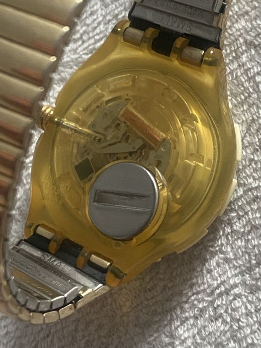 Swatch Scuba 200 box bransoleta flex złocona vintage 1993 r