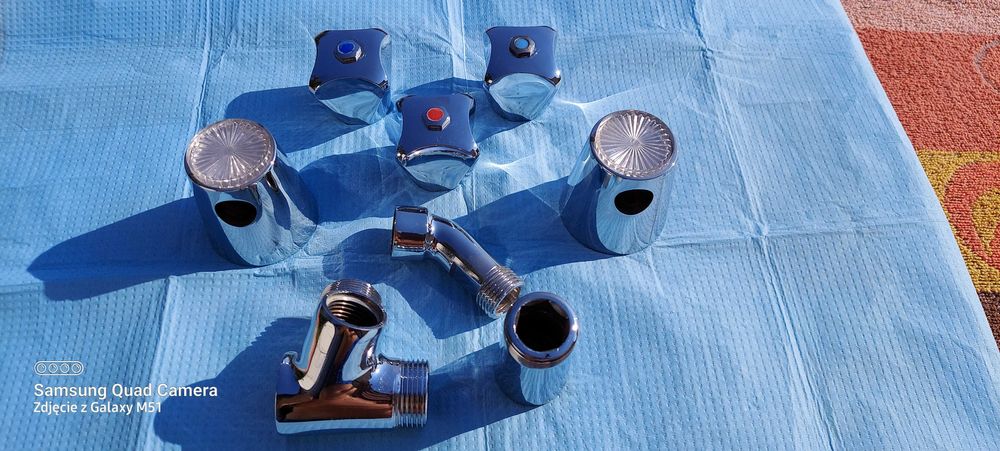 Zestaw metalowy,niklowany do wody PRL