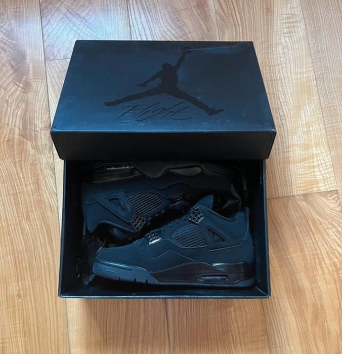 Air jordan 4 retro całe czarne sneakers nowe oryginalne buty damskie