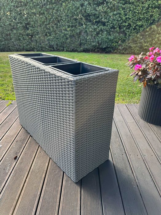 Floreira de vime sintético 3 em 1 para jardim ou varanda