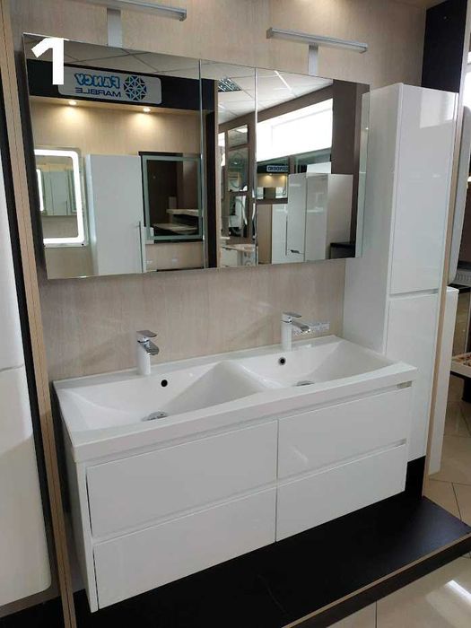 Тумба у ванну на 2 раковини (різні) меблі МДФ камінь (все - в описі)