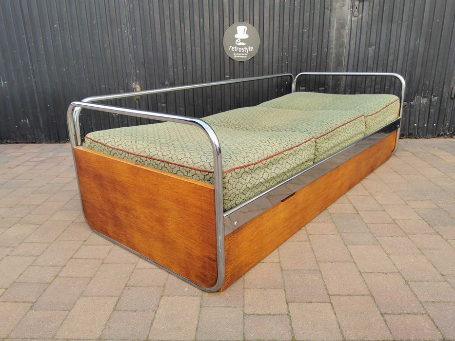 Sofa chrom proj. Hynek Gottwald/ KOVONA Czechosłowacja '40-60, Bauhaus