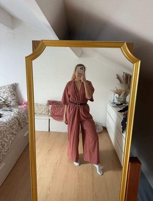 Macacão Zara XS rosa nude