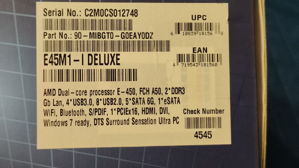 Płyta główna Asus E45M1-I Deluxe (CPU) + WiFi | Idealna do NAS!