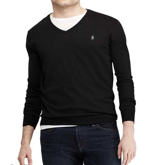 Чорний светр джемпер для підлітка polo ralph lauren бавовна 100% XL