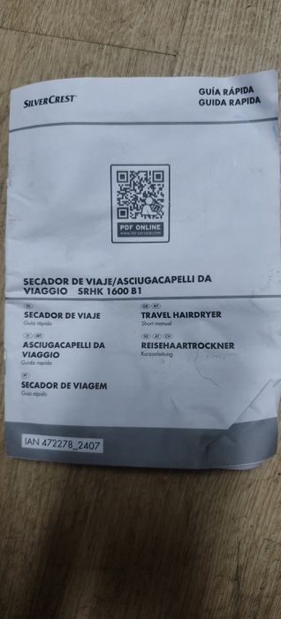Secador cabelo de viagem Silvercrest