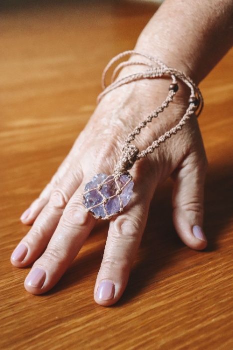 Colar em macramé com cristal Ametista |NOVO|