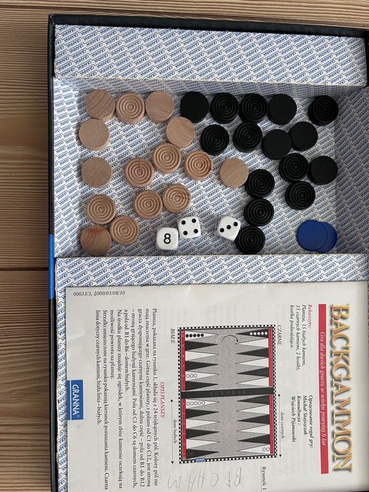 Warcaby, Backgammon, gra stan idealny, bez folii