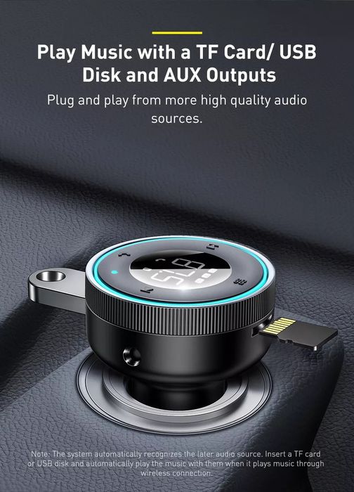 Трансмиттер BASEUS Enjoy Car FM AUX модулятор зарядка Xiaomi Roidmi 3S