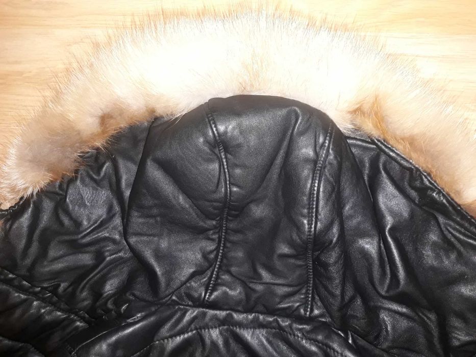 Фирменная кожаная куртка / Кожаное пальто дублёнка ARES