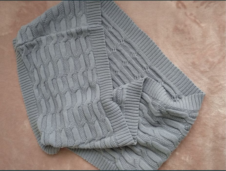 Женский шарф хамут темно-серый и сиреневый