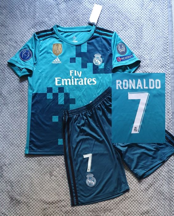 Komplet Piłkarski Real Madryt 2017/18 Dziecięcy Ronaldo 7 Krótki Rękaw