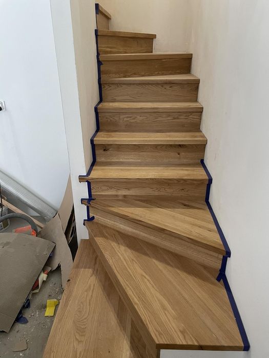 Stopnie drewniane dębowe / trepy / schody/ parapety /  MONTAŻ