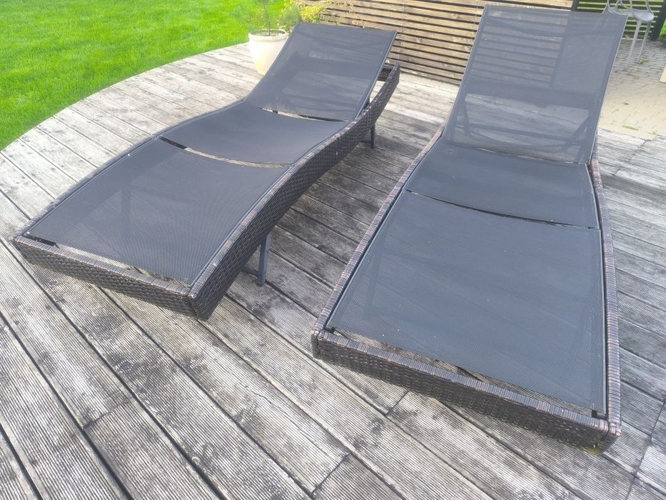 2 leżaki ogrodowe, technorattan