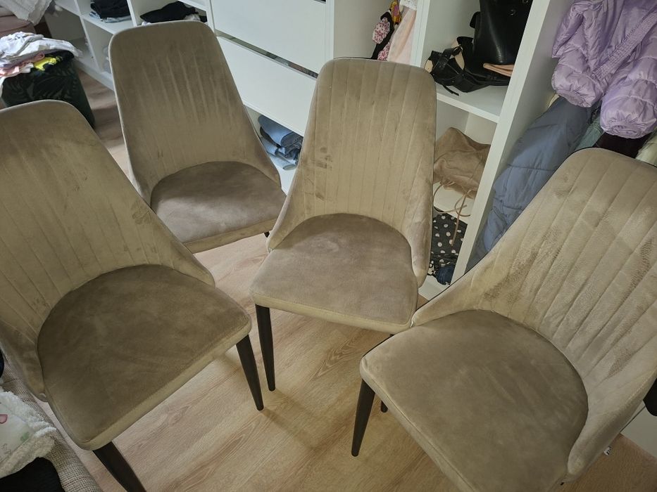 krzesel do salonu velurowe 4 szt okazja tanio