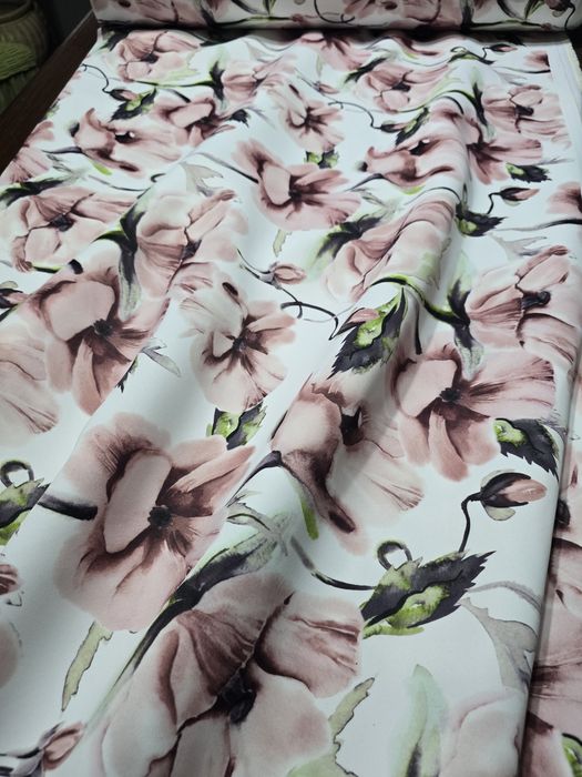 Zasłony z metra PASTELE Maki,grubsze,szer 280cm WYPRZ