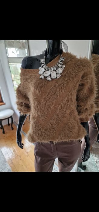 Sweter puchaty jak Moher złoty karmel 40/42/44