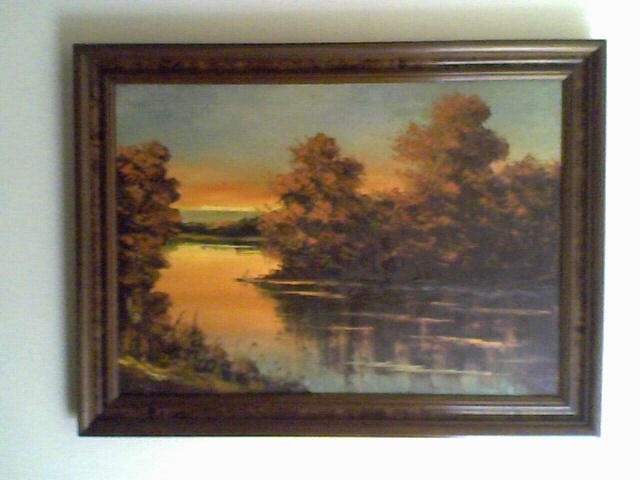 Quadro a óleo Rio Pôr-do-Sol (F. Viana)