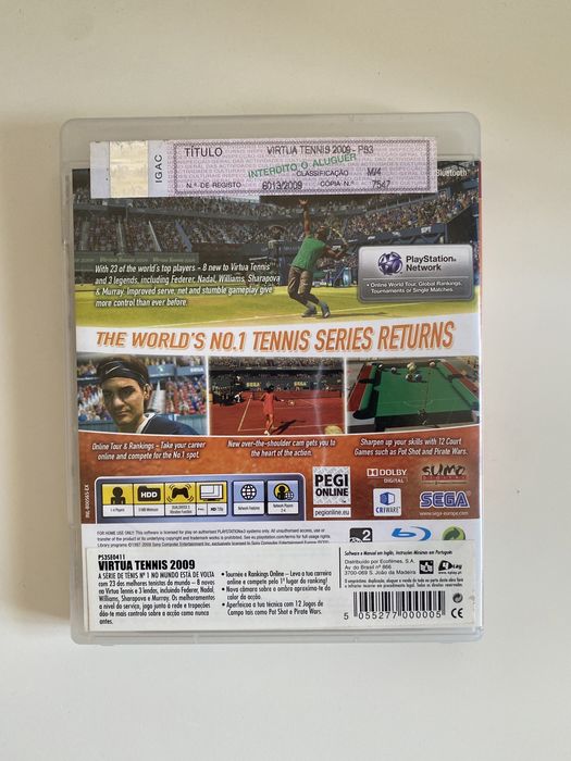 Jogo PS3: Virtua Tennis 2009 (SEGA)