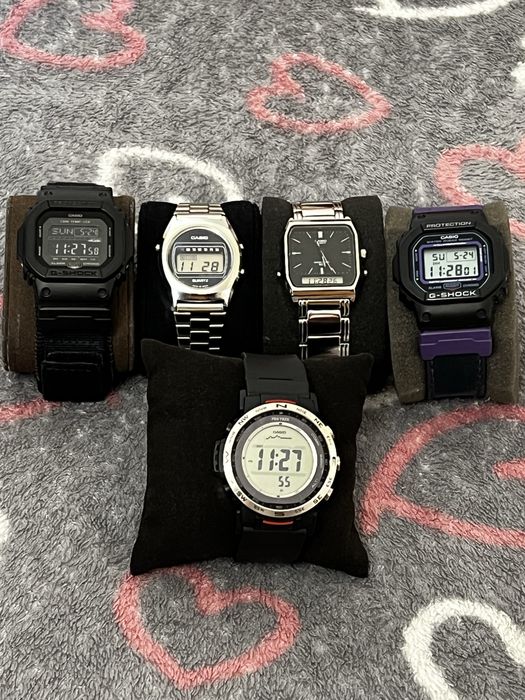 Casio 31 QR-20,casio dw 5600 THS,Casio GLS 5600 WCL,Casio Pro Trek PRW 35,Casio amw 31