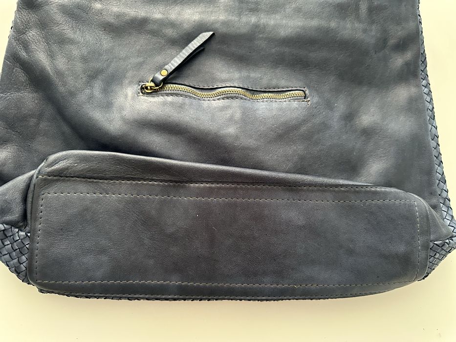 VENEZIA nowa torebka skóra naturalna pleciona niebieska Wrocław Toruń