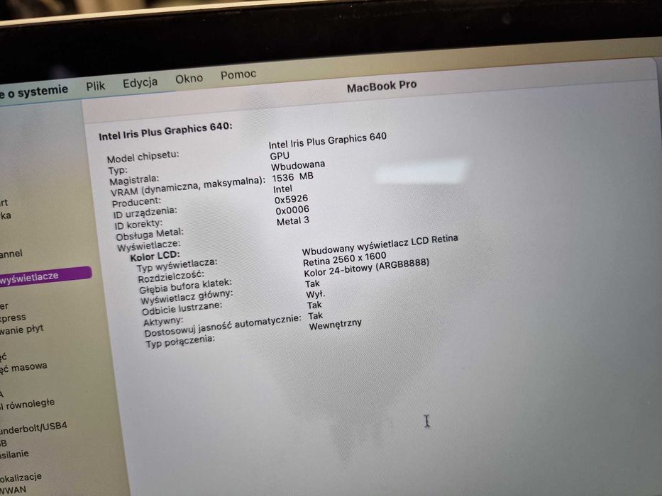 Macbook PRO 13 2017/ i7 2.50 GHZ/ 16GB/ 512GB/ czytaj uważnie opis