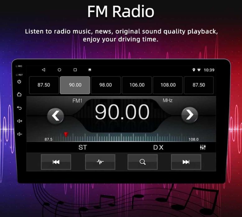 Rádio 2 DIN Android 9" + Carplay e Android auto + 4 GB RAM + 32 GB ROM