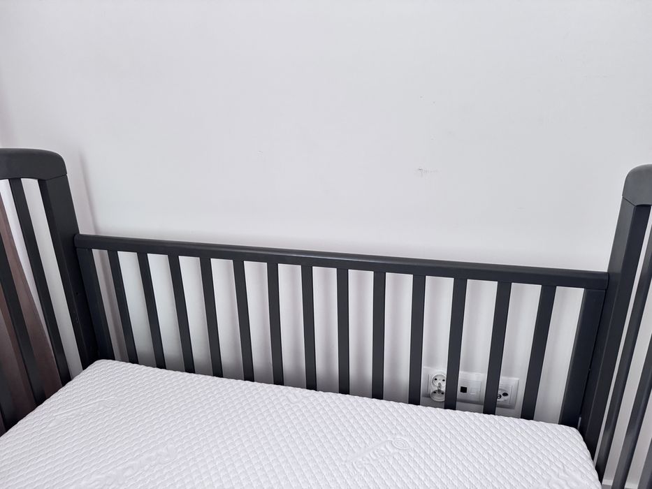 Łóżeczko dziecięce Troll LUX 120x60 Seal Grey + materac Rucken