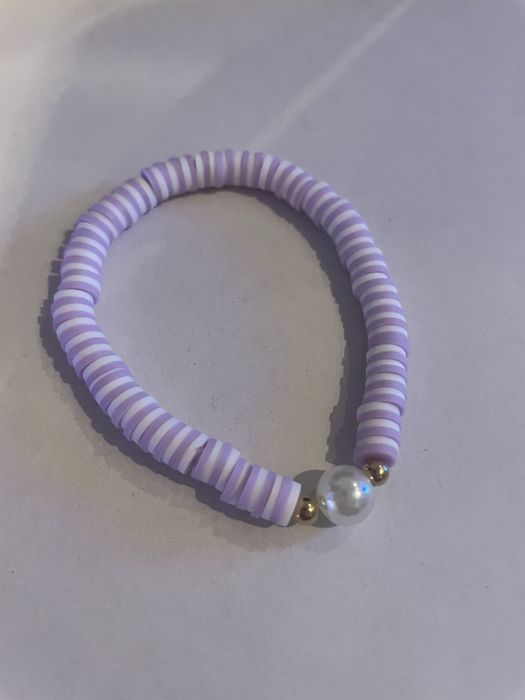Handmade Sliczna liliowa bransoletka