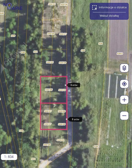 Działka budowlana 8 arów (800m2) Nowa Dęba, media na działce