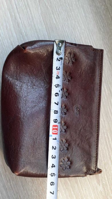 Bolsa castanha pele antiga mulher