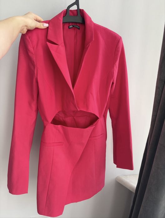 Літня сукня  піджак міні з вирізом рожева zara xs